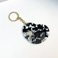 Peigne et porte-clés miniatures en acétate faits à la main en forme de cœur, accessoire de mode avec texture haut de gamme et peigne à franges portable pour sac