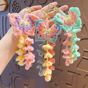 Neuer Niedlicher Mini-Schmetterling Handgemachter Umweltfreundlicher Leichter Schlüsselanhänger Gestrickter Gewebter Schmetterling Puppe Gehäkeltes Plüsch-Accessoire - Product Image 1