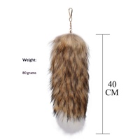 Porte-clés en fausse fourrure de renard 40CM, grand breloque de sac en fourrure écologique, accessoire de costume d'Halloween, pendentif pour clés de voiture pour femme