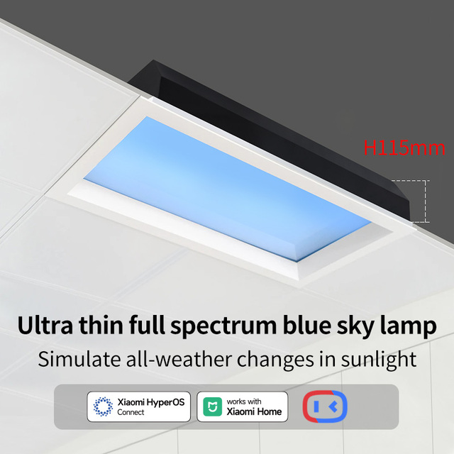 Smart Modern LED Integrated Ceiling Embedded Artificial Skylight Blue Sky Light for Bedroom Living Room Clear Natural Decoration