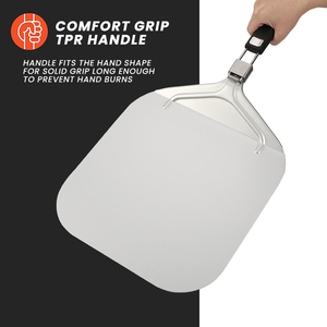 พับจับอลูมิเนียมโลหะ 12x14 นิ้ว<span class=keywords><strong>พิซซ่า</strong></span>ปอกเปลือก Paddle 14 Rocker เครื่องตัด<span class=keywords><strong>พิซซ่า</strong></span>พร้อมฝาครอบป้องกันสําหรับพิซซ่าโฮม<span class=keywords><strong>เมด</strong></span> - Product Image 4