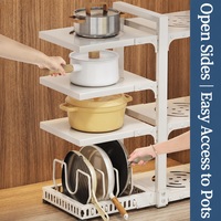 Étagère de rangement multifonctionnelle moderne et réglable en acier au carbone pour armoire de cuisine, évier et comptoir, pour casseroles et poêles