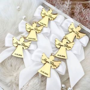 Etiquetas Acrílicas con Diseño de Ángel, Grabado Láser, Nombre Personalizado, Recuerdo de Bautizo, Graduación, Aniversario - Product Image 1
