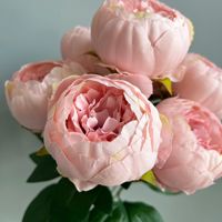 Fleurs Artificielles en Gros, Fleurs en Soie Blanches et Roses Effet Naturel, Pivoines Artificielles à 7 Têtes, Fleurs Artificielles en Soie