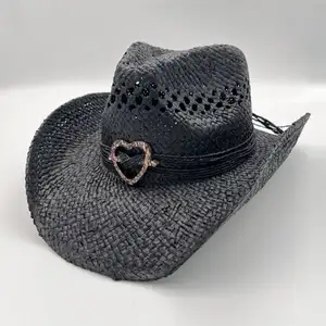 Cappello da spiaggia estivo cappello Fedora tessuto a mano cappelli di paglia da Cowboy occidentali all'ingrosso