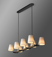 XZ Linéaire Métal Noir Plafonnier E12 Ampoule Élégamment Perché Ivoire Tissu Hôtel Projet Pendentif Lampe Lustre