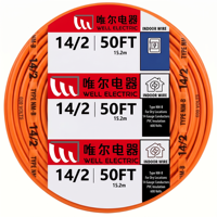 Câble électrique en cuivre isolé PVC Linsheng 14/2 NM-B 600V, 50 pieds, pour circuits d'éclairage résidentiel
