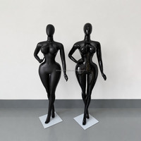 Maniquíes de Fibra de Vidrio de Guangzhou, Maniquíes de Talla Grande para Ropa, Maniquíes Femeninos Curvilíneos de Cuerpo Completo en Dorado Mate