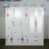 Armoire métallique simple, penderie en acier avec cintres amovibles, motif imprimé, pour chambre à coucher