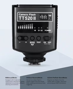 แฟลชไร้สาย Godox TT520II พร้อมตัวรับสัญญาณในตัวและตัวส่งสัญญาณ RT ใช้งานร่วมกับ Canon Nikon <span class=keywords><strong>ได้</strong></span> - Product Image 4