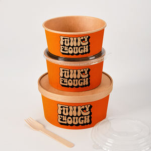 Eco Friendly logo Custom Made Kraft Salad <span class=keywords><strong>Poke</strong></span> Tigela De Papel com Tampa De Papel Personalizada & Tampa De Plástico - Product Image 4