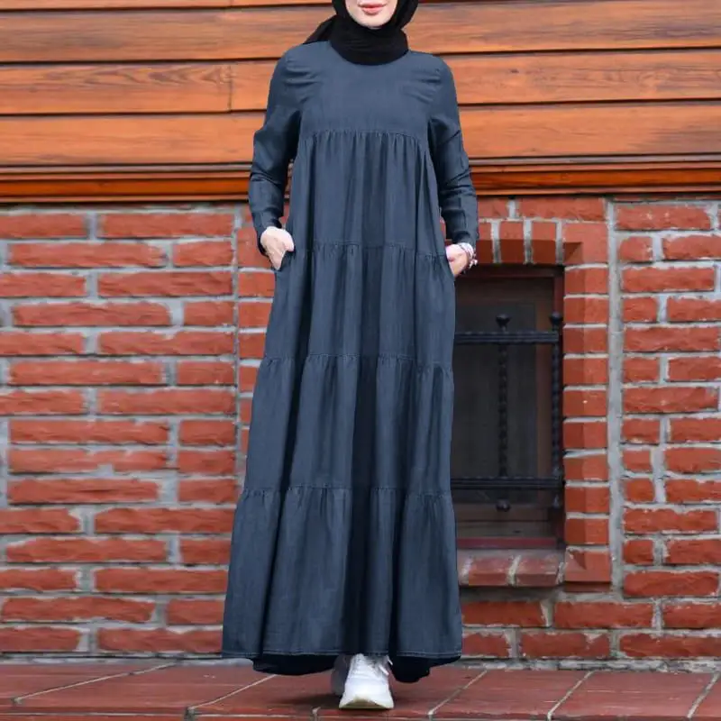 Latest Design Middle East Dubai Islamic Ramadan Elegant Women abya Muslim Long Gown Dress Islamic Clothing