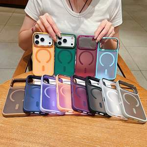 Nouvelle coque pour iPhone 17 avec finition mate douce au toucher et absorption magnétique pour 16/15/14, dotée d'un anneau de lentille électroplaqué - Product Image 1