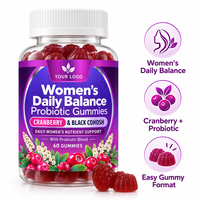 Gummies Probiotiques pour Femmes Marque Privée OEM, Canneberge et Cohosh Noir, Complément Alimentaire Quotidien, Formule Personnalisée en Gros