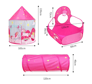 Lot de 3 tentes en polyester pour enfants, maison de jeu portable, <span class=keywords><strong>piscine</strong></span> à balles <span class=keywords><strong>et</strong></span> <span class=keywords><strong>tunnel</strong></span> d'éveil pliable - Product Image 2