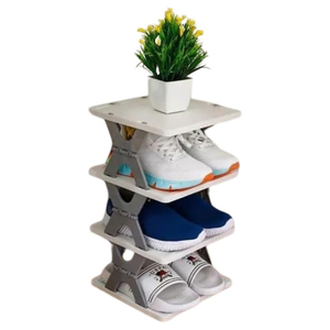Zapatero Moderno de 5 Niveles para Entrada, Ahorrador de Espacio, Plegable, de Plástico PP, Multifuncional, de Alta Calidad, Tipo Piso, Fácil de Montar, para el Hogar - Product Image 1