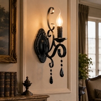 Lampe à bougie classique en fer de luxe, ampoule E14, style européen rétro, lampe murale intérieure pour salle à manger
