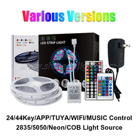 Bande LED intelligente 12V contrôlée par application ou Wi-Fi, 5050 2835 RGB COB / Bande lumineuse LED / Ruban LED