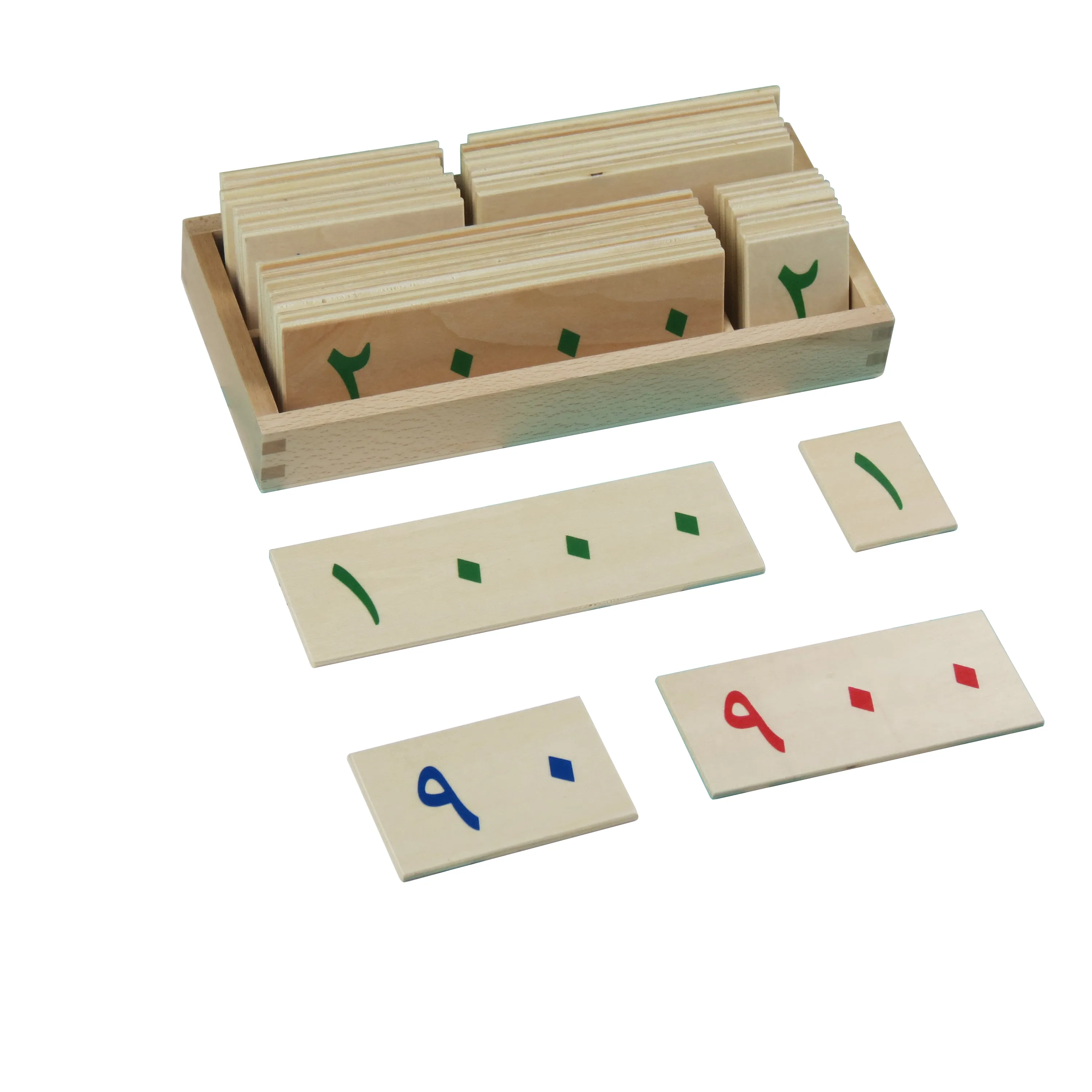 Houten Arabische Montessori Wiskunde Leren Speelgoed Kleine Houten Aantal Kaarten Met Doos (1-9000)