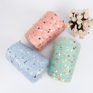 Charmkey 500g Offre Spéciale tissage <span class=keywords><strong>Mohair</strong></span> fil 30% <span class=keywords><strong>Mohair</strong></span> 20% Nylon 50% Polyester fantaisie fil à paillettes pour tricot à la main - Product Image 4