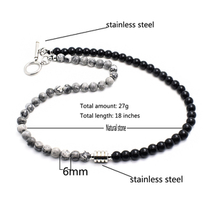 Fashion Mens Gemstone Beads <strong>Necklace</strong> Waterproof <strong>Toggle</strong> Clasp 6mm Natural Stone Beaded <strong>Necklace</strong> Wholesale - Product Image 6