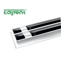 Diffuseur linéaire à jet d'air haute performance avec amortisseur de volume, grille d'aération linéaire en aluminium thermolaqué à deux fentes pour appartement, villa, CVC
