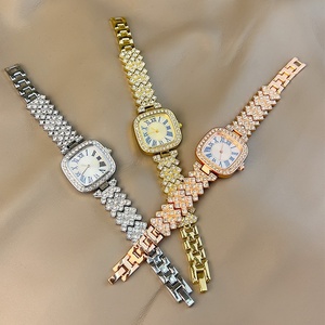 Montre carrée pour femme Starry Sky Diamond, cadran à chiffres romains, montre à quartz, bracelet, montre-bracelet pour femme avec strass - Product Image 6