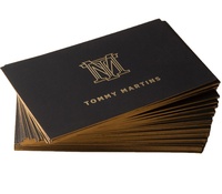 Papier d'impression personnalisé noir, estampage à chaud, feuille d'or, carte de visite latérale, de haute qualité