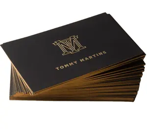 Cheap black customized printing paper hot stamping gold foil side business card
