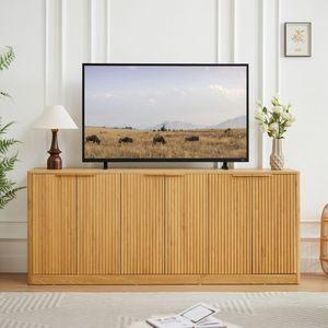 Aparador Estético de 4 Puertas con Diseño Acordonado, Mueble de Almacenamiento, Consola para Entrada, Mesa de Centro, Amplio Mueble para Sala de Estar - Product Image 5