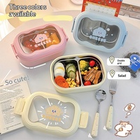 Boîte à bento carrée à double compartiment sur le thème du fromage, en acier inoxydable 304, boîte à lunch pour étudiants, boîte à lunch thermique pour employés de bureau, fermeture hermétique