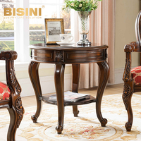 Table d'appoint vintage en chêne massif de style campagnard français, table ronde en bois antique pour la maison, le salon, l'appartement, la villa
