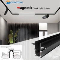 Lampu Sorot Rel Magnetik Modern 48V tuya Smart, Terpasang di Permukaan, Peredup Cahaya, COB