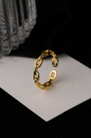 Bague de style INS en argent doré S925 Bague de pierres précieuses carrée creuse simple unisexe pour décoration de main de fête ou d'anniversaire