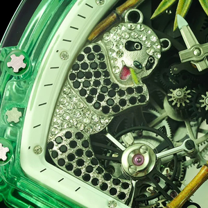 Nuevo Reloj Mecánico Unisex de Moda Inspirado en Pandas, con Caja Transparente de Cristal, Movimiento Tourbillon Esqueleto, Resistente al Agua - Product Image 4