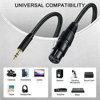Câble audio coaxial torsadé mâle XLR vers femelle jack stéréo 3,5 mm OEM d'usine, blindage en feuille de cuivre nu et tressé, 1 m, pour microphone