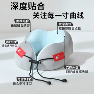 Memory Foam U-Shaped Travel <b>Pillow</b> Portable <b>Neck</b> Support For Airplane Nap With Storage Case - Product Image 4