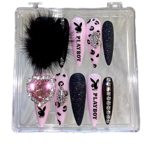 Prensa hecha a mano en <span class=keywords><strong>uñas</strong></span> Medium Almendra Y2K Pegamento estético de alta calidad en las <span class=keywords><strong>uñas</strong></span> Incluye pegamento para <span class=keywords><strong>uñas</strong></span> - Product Image 1