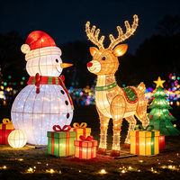 Lanterne de festival LONGTU personnalisée avec rennes LED, résistante aux intempéries, en tissu de soie, pour affichage lumineux de Noël dans les centres commerciaux et les places publiques