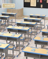 Bureaux et chaises d'école en acier inoxydable réglables en hauteur et épaissis, design moderne et minimaliste pour les écoles primaires, secondaires et supérieures