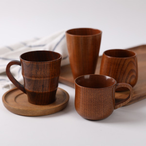 Giapponese moderno <span class=keywords><strong>di</strong></span> lusso in legno tazza da tè con Anti-scottatura piattini eco-friendly decorazione da cucina Set per il campeggio - Product Image 1