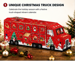 Custom <b>Red</b> Christmas Bus Shaped Advent Calendar Box with Drawers Rigid Cardboard Santa Gift Packaging for Holiday Wholesale - Product Image 5