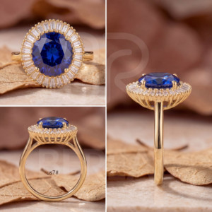 IGI Certified CVD Lab Grown Diamond Engagement <b>Ring</b> Custom 925 <b>Silver</b> Blue Vvs Lab Created Diamond Round Halo <b>Ring</b> Women Jewelry - Product Image 2