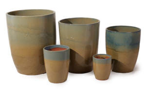 Juego de Macetas de Cerámica Estilo Americano, Diseño Degradado Verde-Marrón, Duradero y Ecológico para Interiores/Exteriores - Product Image 3