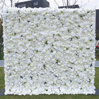 Panneau de fond mural en tissu 3D personnalisé fleur artificielle de rose de soie pour mariage fleur artificielle décorative florale pour mur