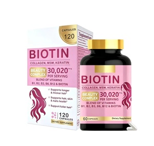 Capsules de biotine haute puissance en marque privée pour la santé des cheveux, de la peau et des ongles des femmes - 120 capsules/flacon - Product Image 1