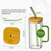 Offre Spéciale – Tasse à Thé Moderne et Élégante en Verre Borosilicate avec Poignée, 400 ml, Écologique, Résistante au Froid et à la Chaleur, Idéale pour Café Glacé et Fêtes JNSM