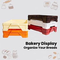 Caisse de présentation et de stockage empilable en plastique de qualité alimentaire pour boulangerie, 605x405x115mm, en maille recyclable pour supermarché