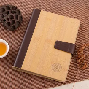 नई शैली की लकड़ी बांस ए5 नोट बुक कस्टम लोगो उपहार सेट डायरी नोटबुक कवर लाइन के साथ लेखन नोटबुक