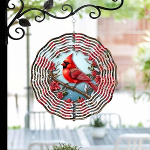 3D kırmızı kardinal rüzgar Spinner kuş oyma dinamik sanat asılı süsleme - Product Image 3